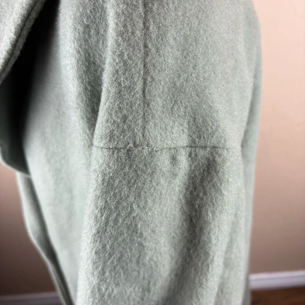 Zara Seafoam Green Wool Alpaca Winter Coat Long Oversized Women’s XS Italian